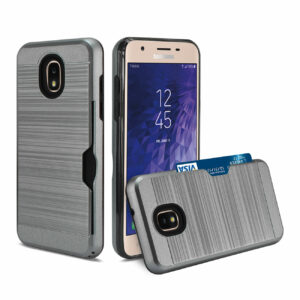 Reiko Samsung J3(2018) Slim Armor Hybrid Case With Card Holder In Gray - Image 2
