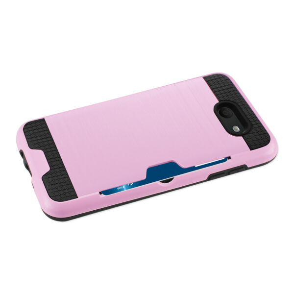 REIKO SAMSUNG GALAXY J7 V (2017) SLIM ARMOR HYBRID CASE WITH CARD HOLDER IN PINK - Image 2
