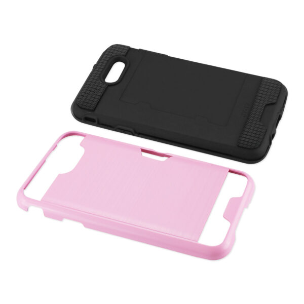 REIKO SAMSUNG GALAXY J7 V (2017) SLIM ARMOR HYBRID CASE WITH CARD HOLDER IN PINK - Image 3