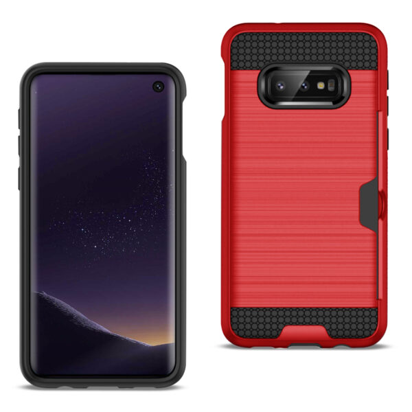 Reiko Samsung Galaxy S10 Lite Slim Armor Hybrid Case With Card Holder In Red