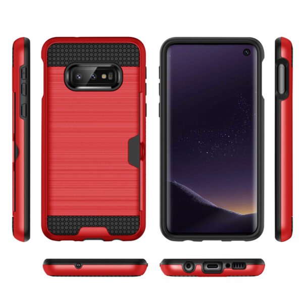 Reiko Samsung Galaxy S10 Lite Slim Armor Hybrid Case With Card Holder In Red - Image 2