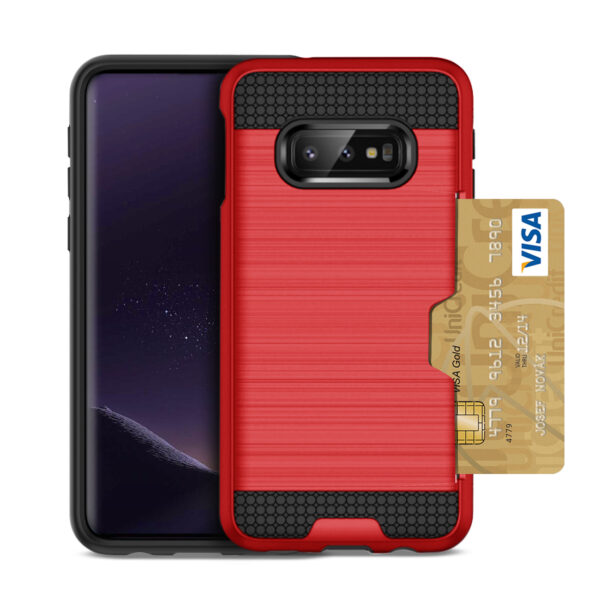 Reiko Samsung Galaxy S10 Lite Slim Armor Hybrid Case With Card Holder In Red - Image 3
