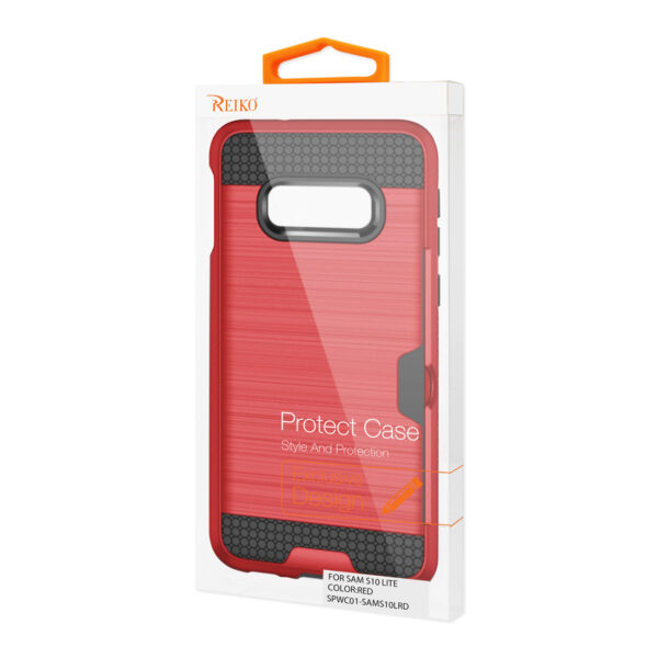 Reiko Samsung Galaxy S10 Lite Slim Armor Hybrid Case With Card Holder In Red - Image 4