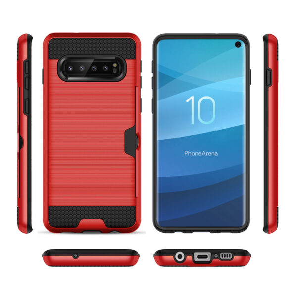 Reiko SAMSUNG GALAXY S10 Slim Armor Hybrid Case With Card Holder In Red - Image 2