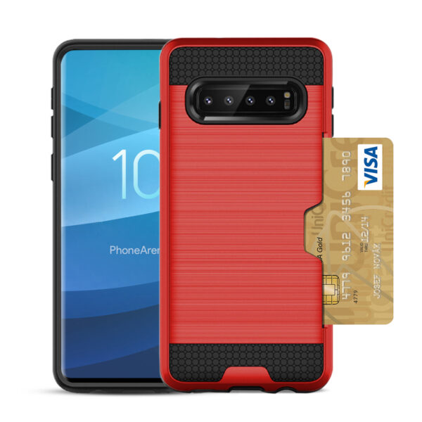 Reiko SAMSUNG GALAXY S10 Slim Armor Hybrid Case With Card Holder In Red - Image 3