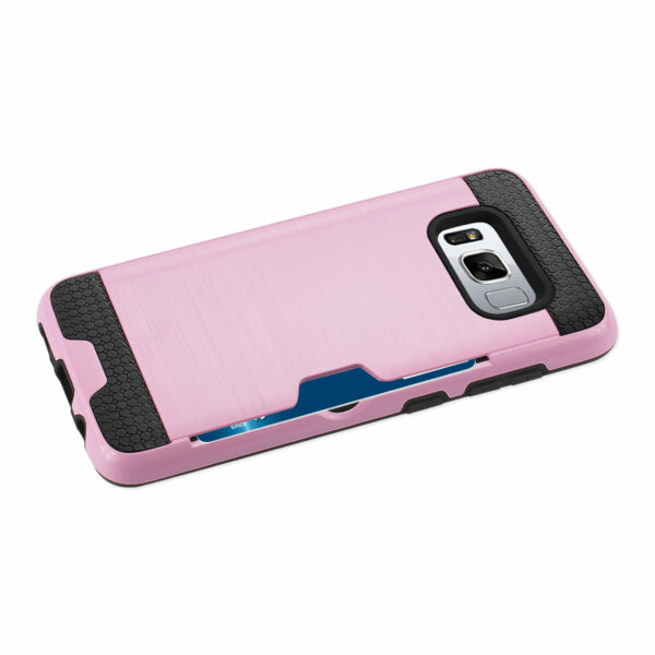 REIKO SAMSUNG GALAXY S8/ SM SLIM ARMOR HYBRID CASE WITH CARD HOLDER IN PINK - Image 2