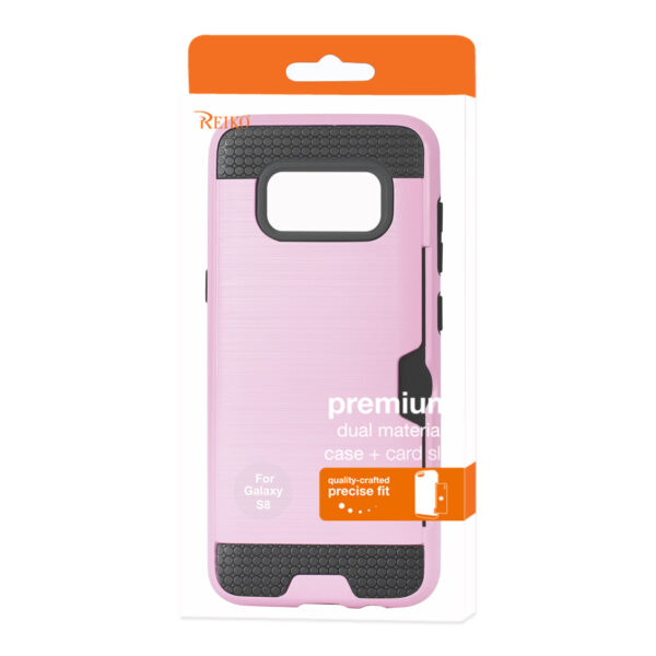 REIKO SAMSUNG GALAXY S8/ SM SLIM ARMOR HYBRID CASE WITH CARD HOLDER IN PINK - Image 4