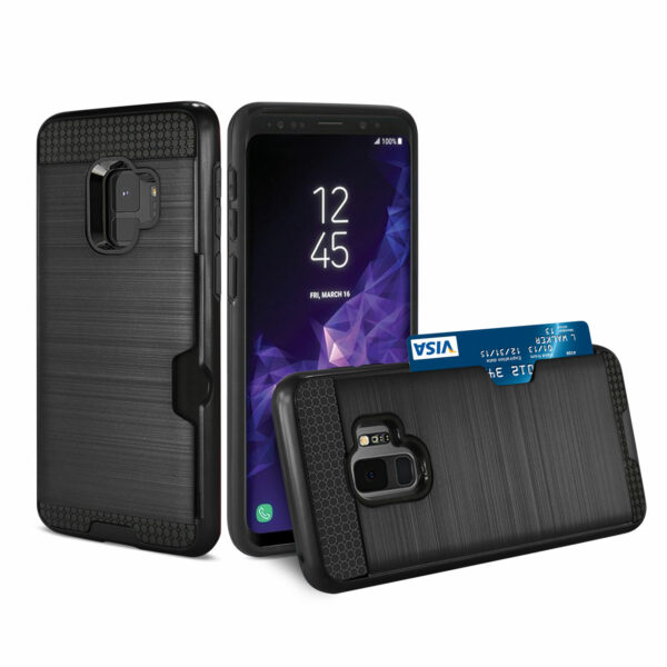 Reiko Samsung Galaxy S9 Slim Armor Hybrid Case With Card Holder In Black - Image 2
