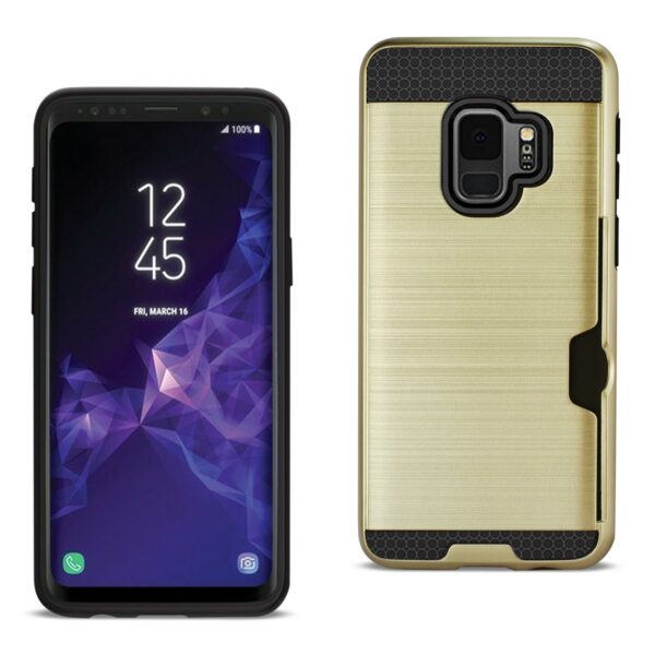 Reiko Samsung Galaxy S9 Slim Armor Hybrid Case With Card Holder In Gold