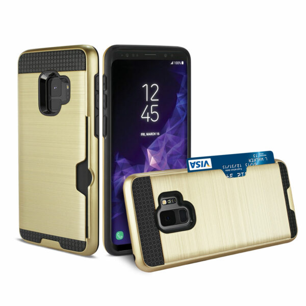Reiko Samsung Galaxy S9 Slim Armor Hybrid Case With Card Holder In Gold - Image 2