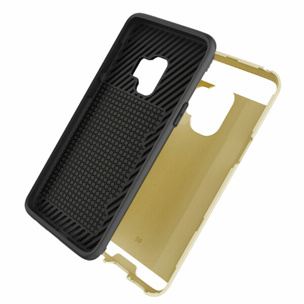 Reiko Samsung Galaxy S9 Slim Armor Hybrid Case With Card Holder In Gold - Image 3