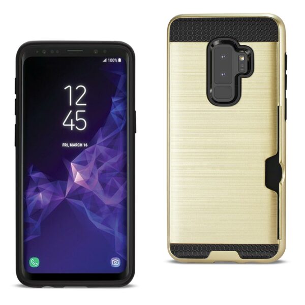 Reiko Samsung Galaxy S9 Plus Slim Armor Hybrid Case With Card Holder In Gold