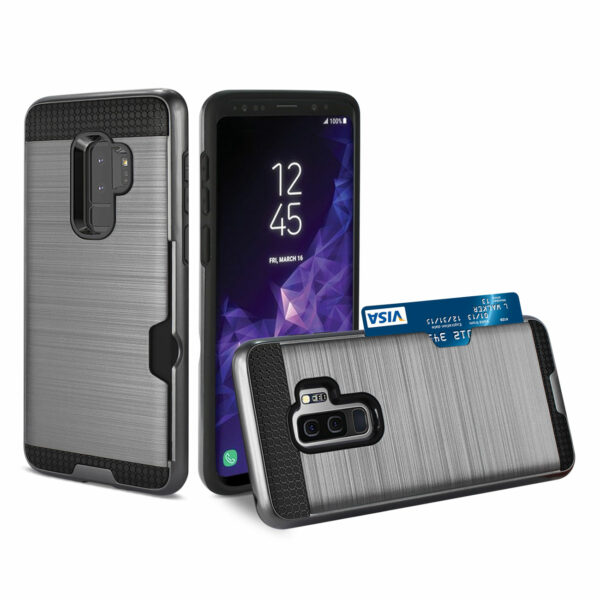 Reiko Samsung Galaxy S9 Plus Slim Armor Hybrid Case With Card Holder In Gray - Image 2