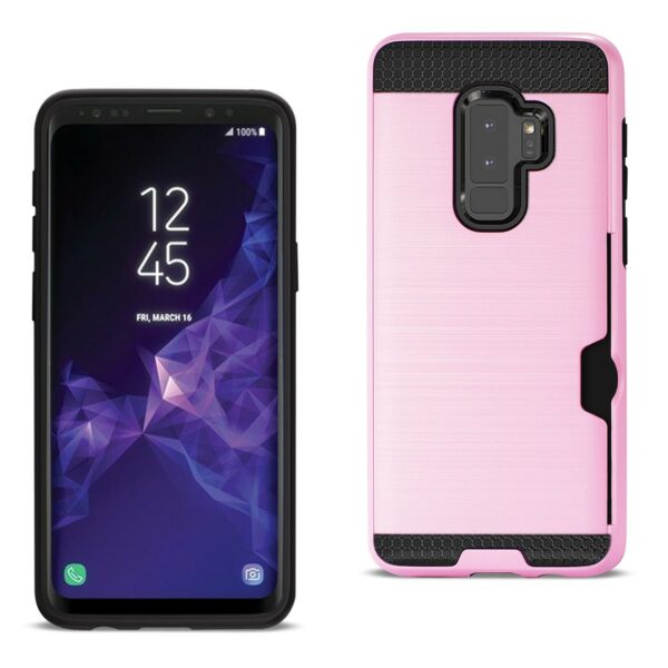 Reiko Samsung Galaxy S9 Plus Slim Armor Hybrid Case With Card Holder In Pink
