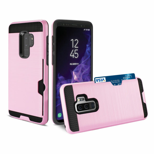 Reiko Samsung Galaxy S9 Plus Slim Armor Hybrid Case With Card Holder In Pink - Image 2