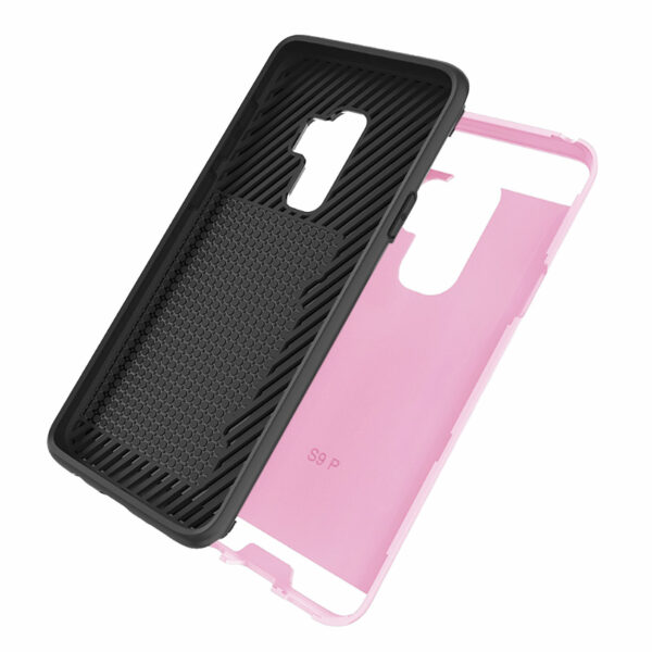 Reiko Samsung Galaxy S9 Plus Slim Armor Hybrid Case With Card Holder In Pink - Image 3