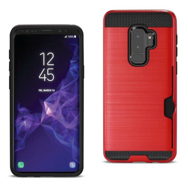 Reiko Samsung Galaxy S9 Plus Slim Armor Hybrid Case With Card Holder In Red
