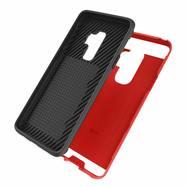 Reiko Samsung Galaxy S9 Plus Slim Armor Hybrid Case With Card Holder In Red - Image 3