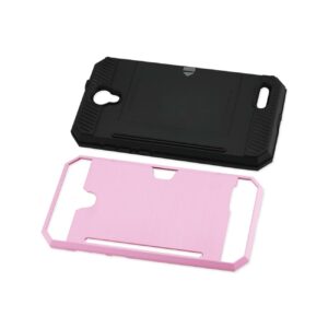REIKO ZTE WARP 7/ Z959 SLIM ARMOR HYBRID CASE WITH CARD HOLDER IN PINK - Image 3