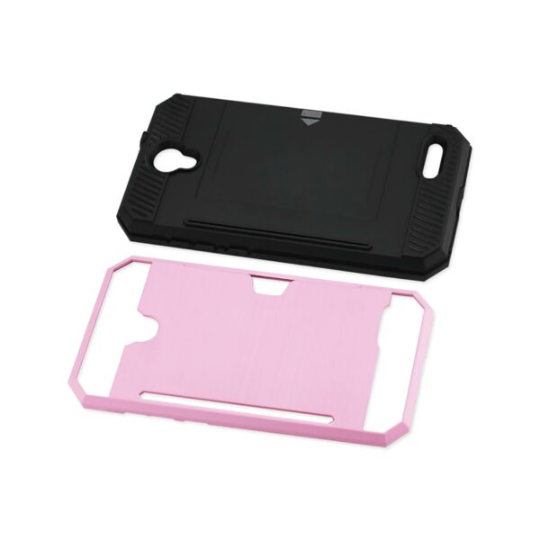 REIKO ZTE WARP 7/ Z959 SLIM ARMOR HYBRID CASE WITH CARD HOLDER IN PINK - Image 3