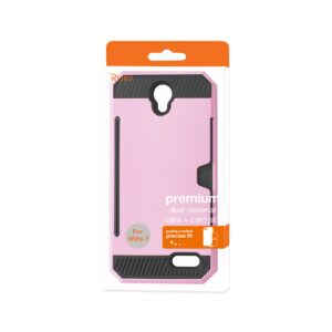 REIKO ZTE WARP 7/ Z959 SLIM ARMOR HYBRID CASE WITH CARD HOLDER IN PINK - Image 4