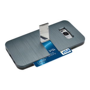 REIKO SAMSUNG S8 EDGE/ S8 PLUS SLIM ARMOR HYBRID CASE WITH CARD HOLDER AND KICKSTAND IN NAVY - Image 2