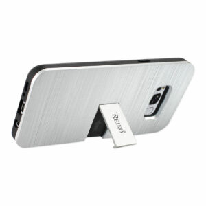 REIKO SAMSUNG S8 EDGE/ S8 PLUS SLIM ARMOR HYBRID CASE WITH CARD HOLDER AND KICKSTAND IN SILVER - Image 3