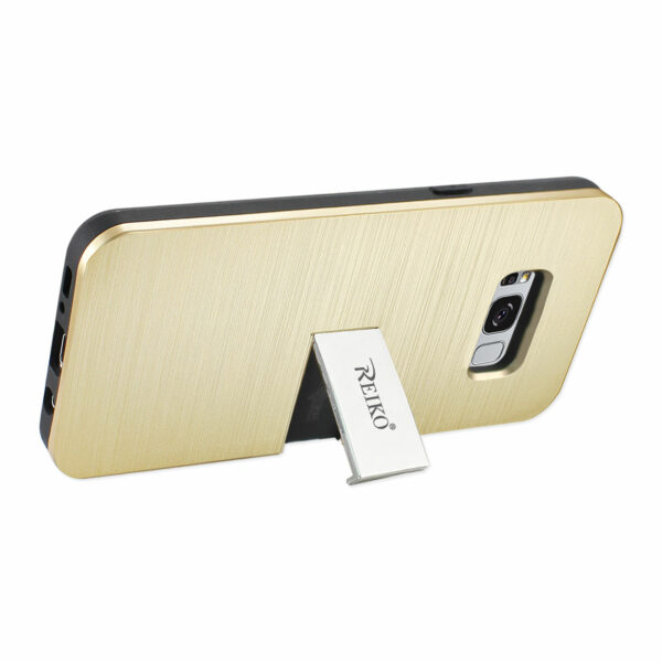 REIKO SAMSUNG GALAXY S8/ SM SLIM ARMOR HYBRID CASE WITH CARD HOLDER AND KICKSTAND IN GOLD - Image 3