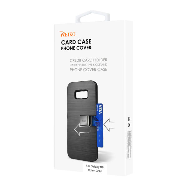REIKO SAMSUNG GALAXY S8/ SM SLIM ARMOR HYBRID CASE WITH CARD HOLDER AND KICKSTAND IN GOLD - Image 4