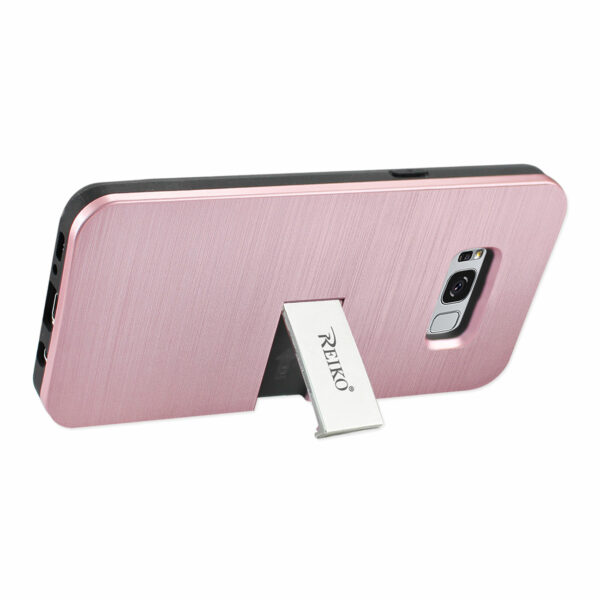 REIKO SAMSUNG GALAXY S8/ SM SLIM ARMOR HYBRID CASE WITH CARD HOLDER AND KICKSTAND IN ROSE GOLD - Image 3