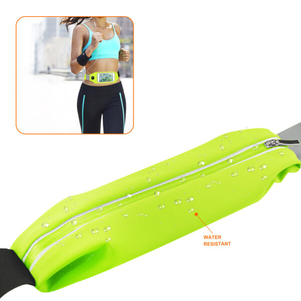 REIKO RUNNING SPORT BELT FOR IPHONE 7/ 6/ 6S OR 5 INCHES DEVICE WITH TWO POCKETS IN GREEN (5x5 INCHES) - Image 3