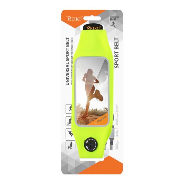 REIKO RUNNING SPORT BELT FOR IPHONE 7/ 6/ 6S OR 5 INCHES DEVICE WITH TWO POCKETS IN GREEN (5x5 INCHES) - Image 4