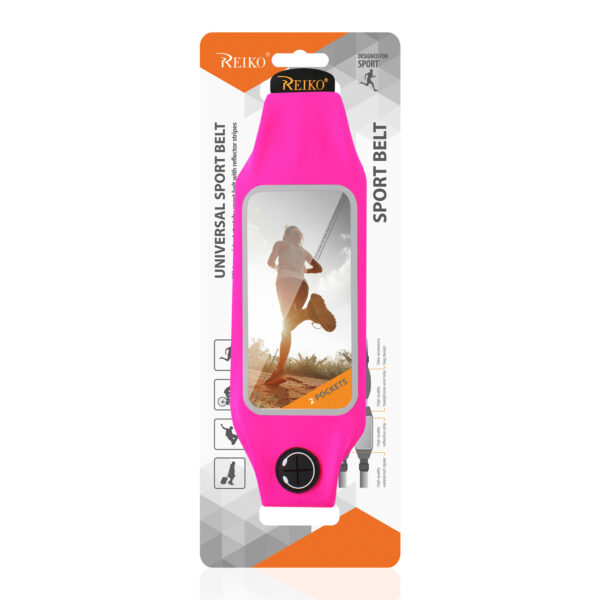 REIKO RUNNING SPORT BELT FOR IPHONE 7/ 6/ 6S OR 5 INCHES DEVICE WITH TWO POCKETS IN PINK (5x5 INCHES) - Image 4