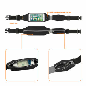 REIKO RUNNING SPORT BELT FOR IPHONE 7 PLUS/ 6S PLUS OR 5.5 INCHES DEVICE WITH TWO POCKETS IN BLACK (5.5x5.5 INCHES) - Image 2