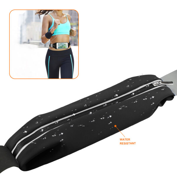 REIKO RUNNING SPORT BELT FOR IPHONE 7 PLUS/ 6S PLUS OR 5.5 INCHES DEVICE WITH TWO POCKETS IN BLACK (5.5x5.5 INCHES) - Image 3
