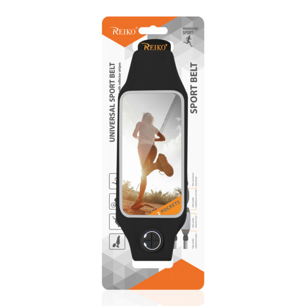 REIKO RUNNING SPORT BELT FOR IPHONE 7 PLUS/ 6S PLUS OR 5.5 INCHES DEVICE WITH TWO POCKETS IN BLACK (5.5x5.5 INCHES) - Image 4