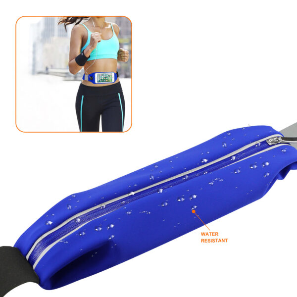 REIKO RUNNING SPORT BELT FOR IPHONE 7 PLUS/ 6S PLUS OR 5.5 INCHES DEVICE WITH TWO POCKETS IN BLUE (5.5x5.5 INCHES) - Image 3