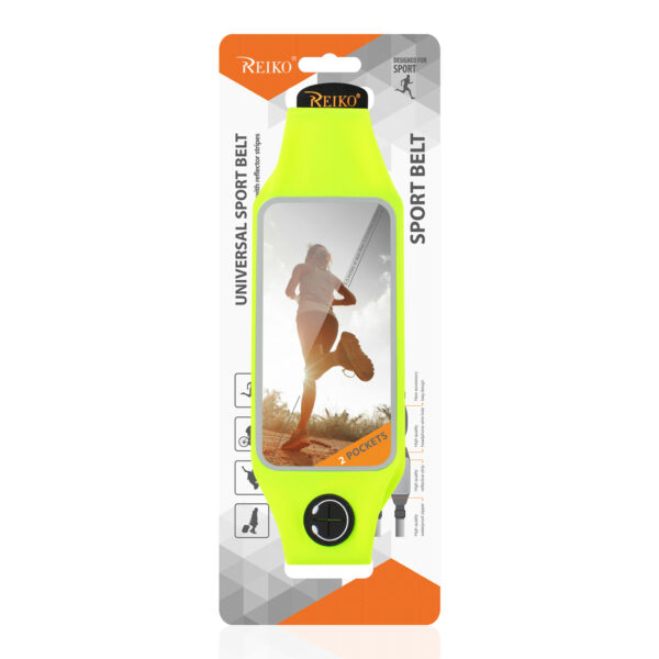 REIKO RUNNING SPORT BELT FOR IPHONE 7 PLUS/ 6S PLUS OR 5.5 INCHES DEVICE WITH TWO POCKETS IN GREEN (5.5x5.5 INCHES) - Image 4