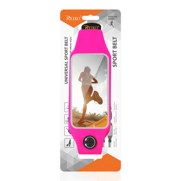 REIKO RUNNING SPORT BELT FOR IPHONE 7 PLUS/ 6S PLUS OR 5.5 INCHES DEVICE WITH TWO POCKETS IN PINK (5.5x5.5 INCHES) - Image 4