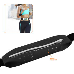 REIKO RUNNING SPORT BELT FOR IPHONE 7/ 6/ 6S OR 5 INCHES DEVICE WITH TWO POCKETS AND LED IN BLACK (5x5 INCHES) - Image 3