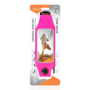 REIKO RUNNING SPORT BELT FOR IPHONE 7/ 6/ 6S OR 5 INCHES DEVICE WITH TWO POCKETS AND LED IN PINK (5x5 INCHES) - Image 4