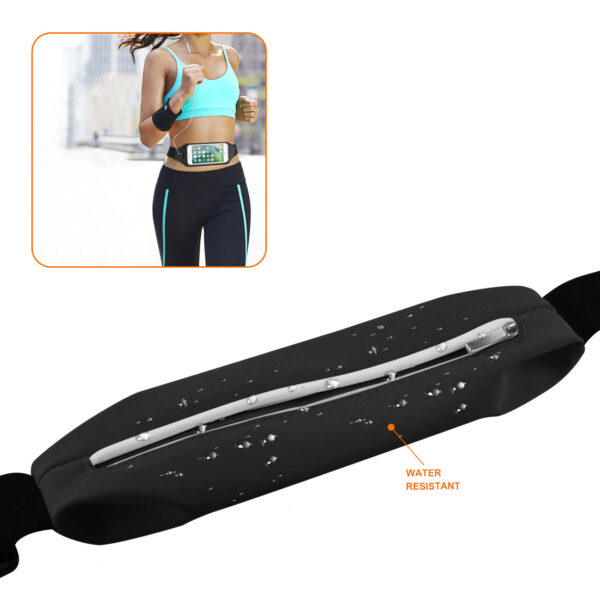 REIKO RUNNING SPORT BELT FOR IPHONE 7 PLUS/ 6S PLUS OR 5.5 INCHES DEVICE WITH TWO POCKETS AND LED IN BLACK (5.5x5.5 INCHES) - Image 3