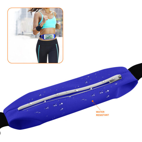 REIKO RUNNING SPORT BELT FOR IPHONE 7 PLUS/ 6S PLUS OR 5.5 INCHES DEVICE WITH TWO POCKETS AND LED IN BLUE (5.5x5.5 INCHES) - Image 3
