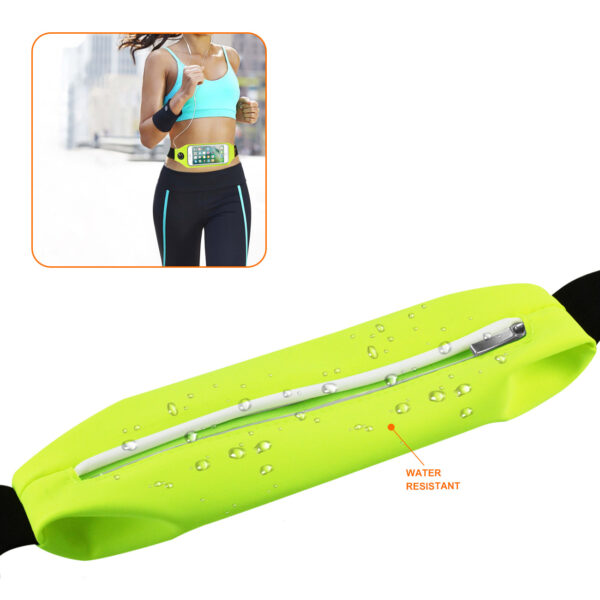 REIKO RUNNING SPORT BELT FOR IPHONE 7 PLUS/ 6S PLUS OR 5.5 INCHES DEVICE WITH TWO POCKETS AND LED IN GREEN (5.5x5.5 INCHES) - Image 3