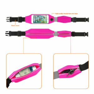 REIKO RUNNING SPORT BELT FOR IPHONE 7 PLUS/ 6S PLUS OR 5.5 INCHES DEVICE WITH TWO POCKETS AND LED IN PINK (5.5x5.5 INCHES) - Image 2
