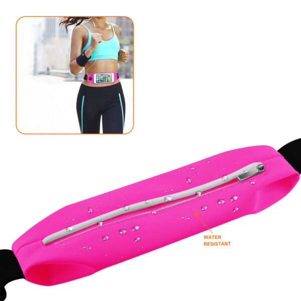 REIKO RUNNING SPORT BELT FOR IPHONE 7 PLUS/ 6S PLUS OR 5.5 INCHES DEVICE WITH TWO POCKETS AND LED IN PINK (5.5x5.5 INCHES) - Image 3