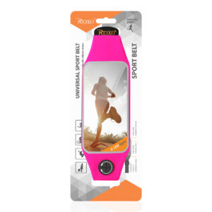 REIKO RUNNING SPORT BELT FOR IPHONE 7 PLUS/ 6S PLUS OR 5.5 INCHES DEVICE WITH TWO POCKETS AND LED IN PINK (5.5x5.5 INCHES) - Image 4
