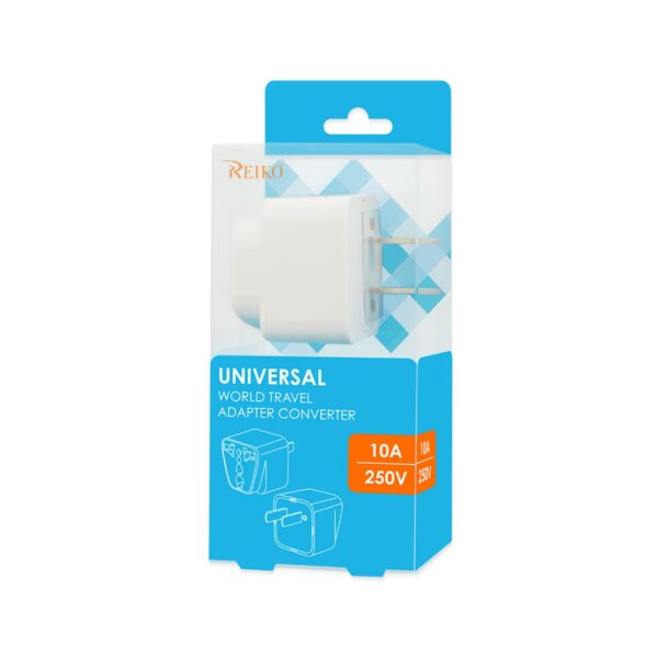REIKO UNIVERSAL EUROPE EU / UK / AU TO US TRAVEL PLUG POWER ADAPTER CONVERTER IN WHITE - Image 4