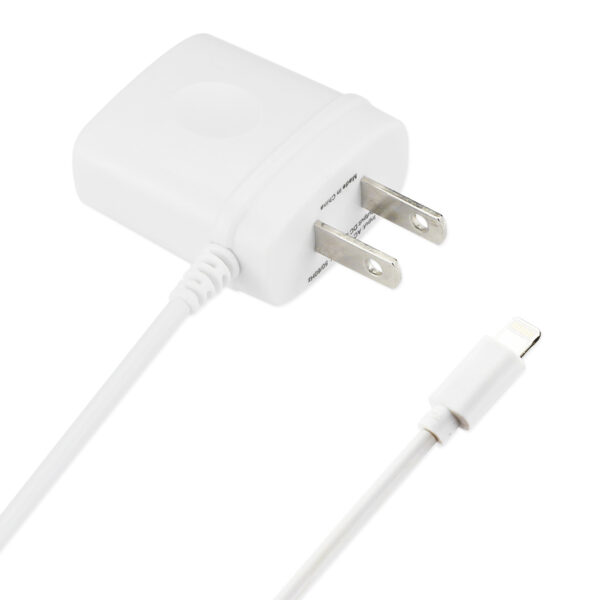 REIKO PORTABLE 8PIN USB TRAVEL ADAPTER CHARGER WITH BUILT IN CABLE IN WHITE FOR iPhone 6/ 6S/ 6 PLUS/ 6S PLUS/ iPhone 7/ iPhone 7 PLUS - Image 3