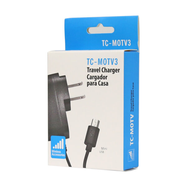 REIKO PORTABLE MOTOROLA RAZR V3 USB TRAVEL ADAPTER CHARGER WITH BUILT IN CABLE IN BLACK - Image 2